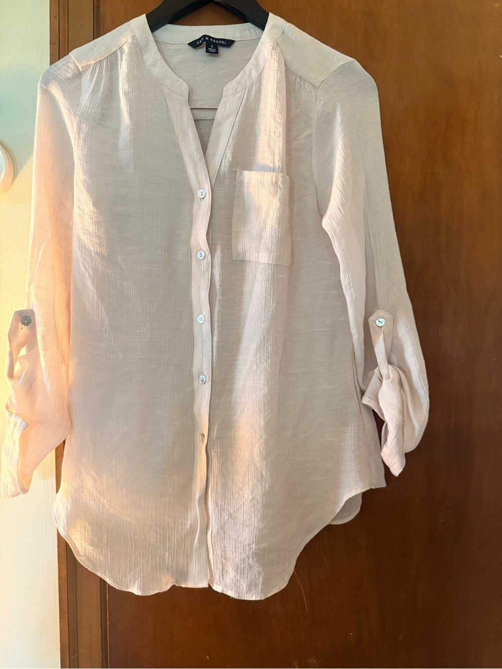 Zac & Rachel Cream Button-Front Lightweight Blouse